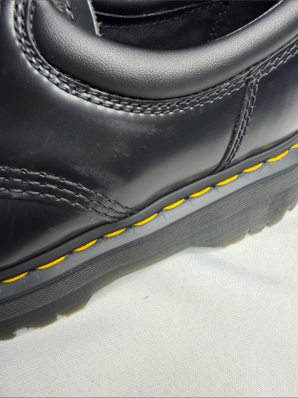 Dr. Martens Black Leather 5-Eye Derby Shoes with Yellow Stitching - Picture 10 of 11